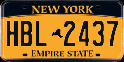 NY license plate HBL2437