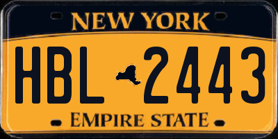 NY license plate HBL2443