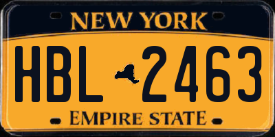 NY license plate HBL2463