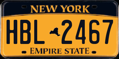 NY license plate HBL2467