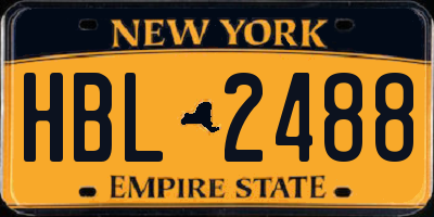 NY license plate HBL2488