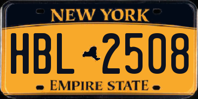NY license plate HBL2508