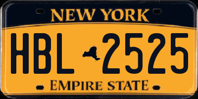 NY license plate HBL2525