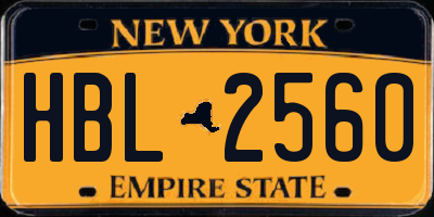 NY license plate HBL2560