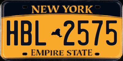 NY license plate HBL2575