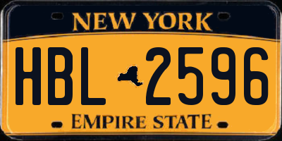 NY license plate HBL2596