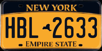 NY license plate HBL2633