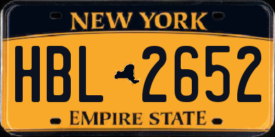 NY license plate HBL2652