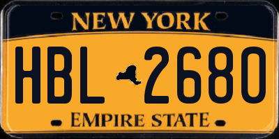 NY license plate HBL2680