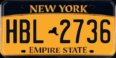 NY license plate HBL2736