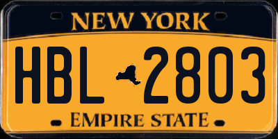 NY license plate HBL2803
