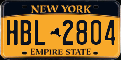 NY license plate HBL2804