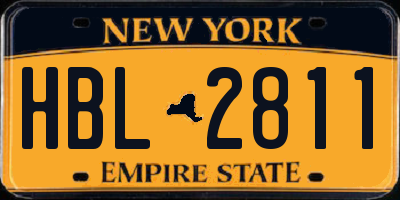 NY license plate HBL2811