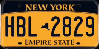 NY license plate HBL2829