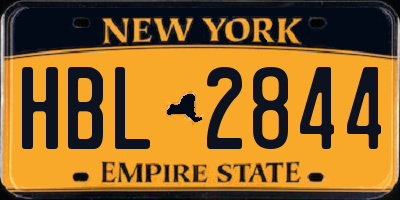 NY license plate HBL2844