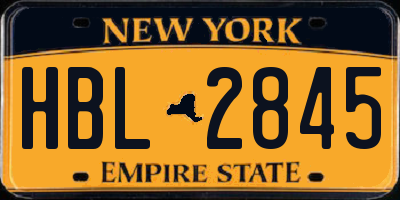 NY license plate HBL2845