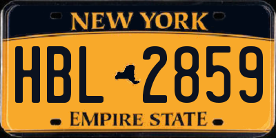 NY license plate HBL2859