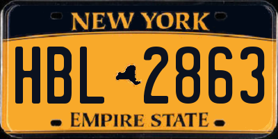 NY license plate HBL2863