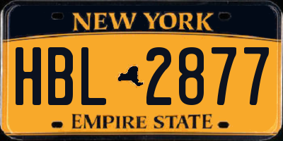 NY license plate HBL2877