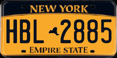 NY license plate HBL2885