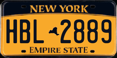 NY license plate HBL2889
