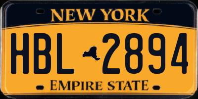 NY license plate HBL2894