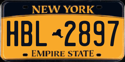 NY license plate HBL2897