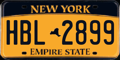 NY license plate HBL2899