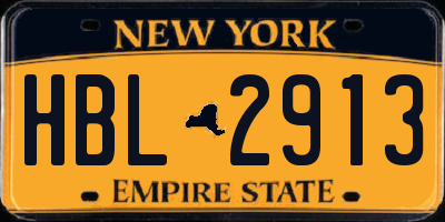 NY license plate HBL2913