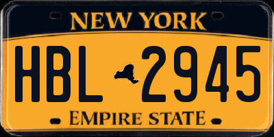 NY license plate HBL2945