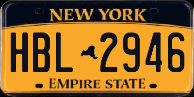 NY license plate HBL2946