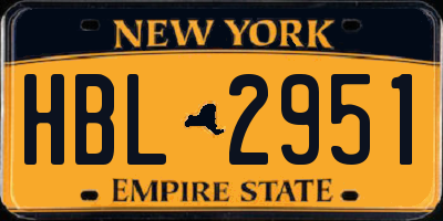 NY license plate HBL2951