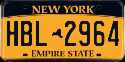 NY license plate HBL2964