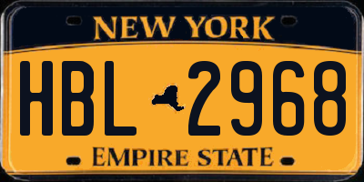 NY license plate HBL2968