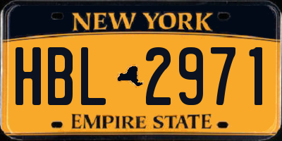 NY license plate HBL2971
