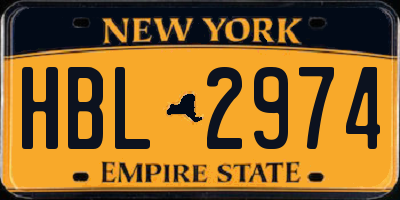 NY license plate HBL2974