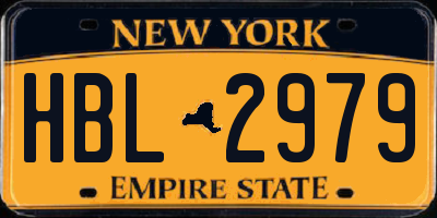 NY license plate HBL2979