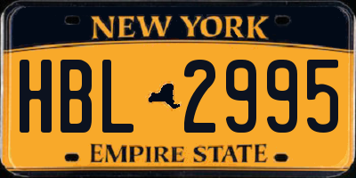 NY license plate HBL2995