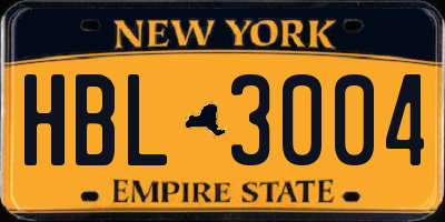 NY license plate HBL3004