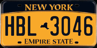 NY license plate HBL3046