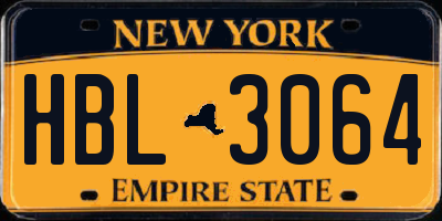 NY license plate HBL3064