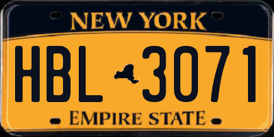 NY license plate HBL3071