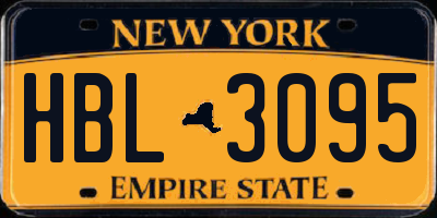 NY license plate HBL3095