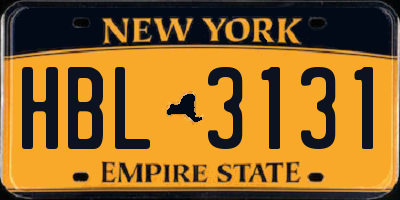 NY license plate HBL3131