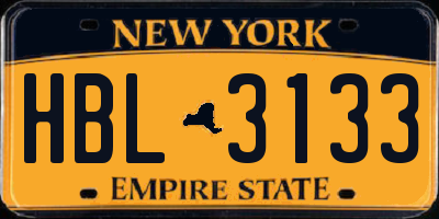 NY license plate HBL3133
