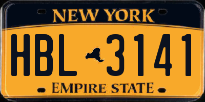 NY license plate HBL3141