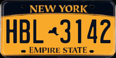 NY license plate HBL3142