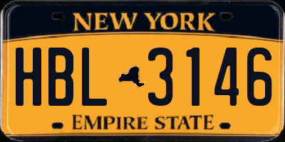 NY license plate HBL3146