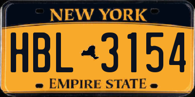 NY license plate HBL3154
