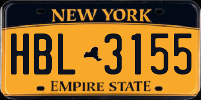 NY license plate HBL3155